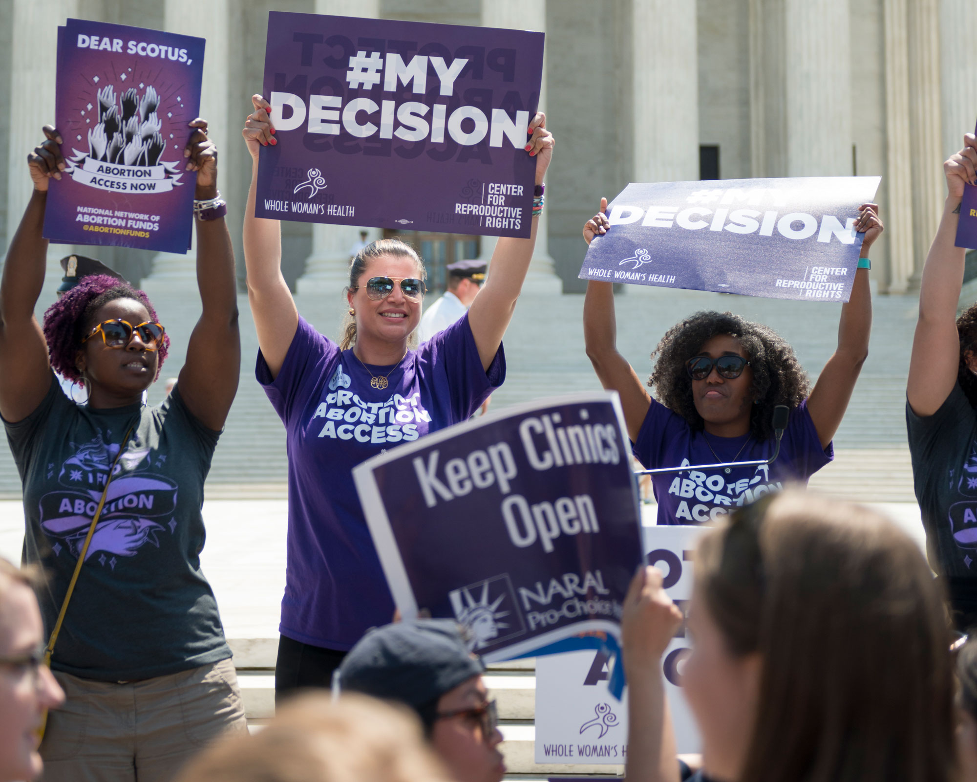 group of pro-choice protestors in front of the Supreme Court