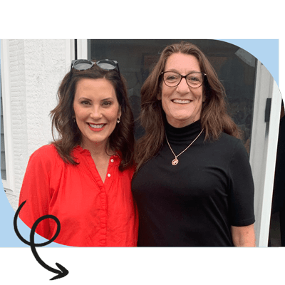 Veronica-Klinefelt-State-Senate-Governor-Gretchen-Whitmer-400x400 Governor Gretchen Whitmer stands next to State Senator Veronica Klinefelt.