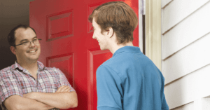 Political Campaign Volunteer Knocking on Doors