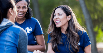 Volunteers meet at a distributed organizing event.