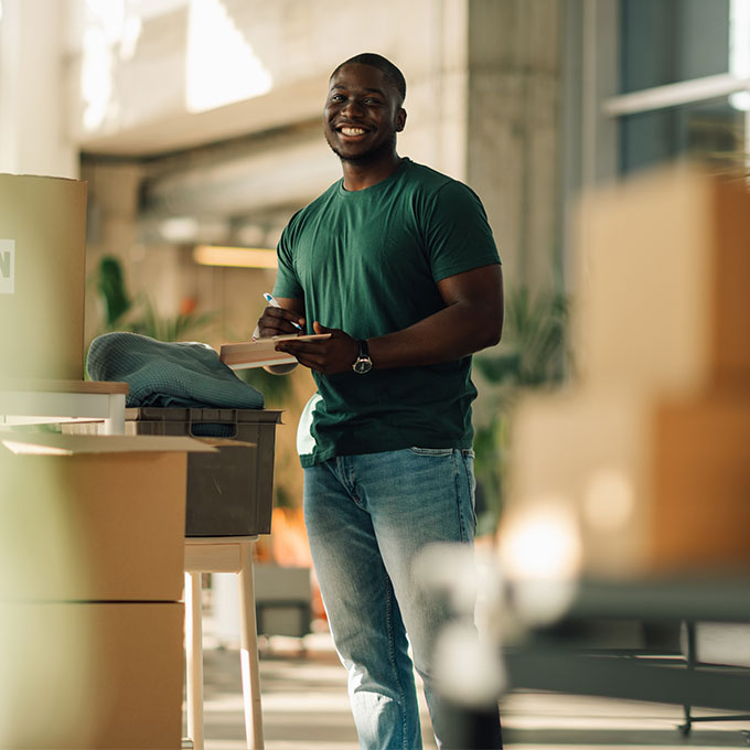 Union organizer leading a meeting with a clipboard in hand, speaking to fellow members about workplace issues and organizing efforts.