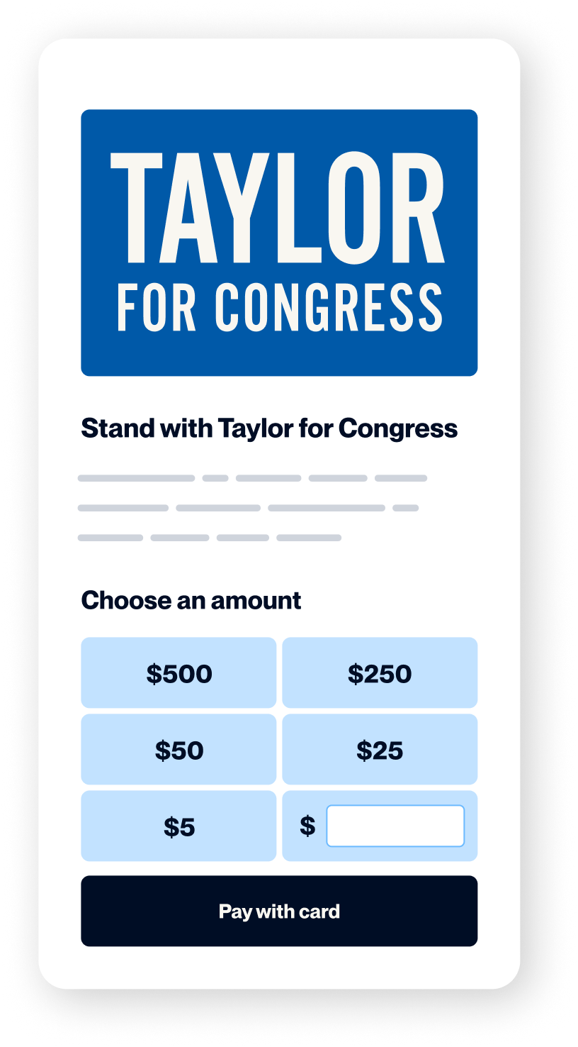 Phone screen showing a secure contribution form through ActionKit.