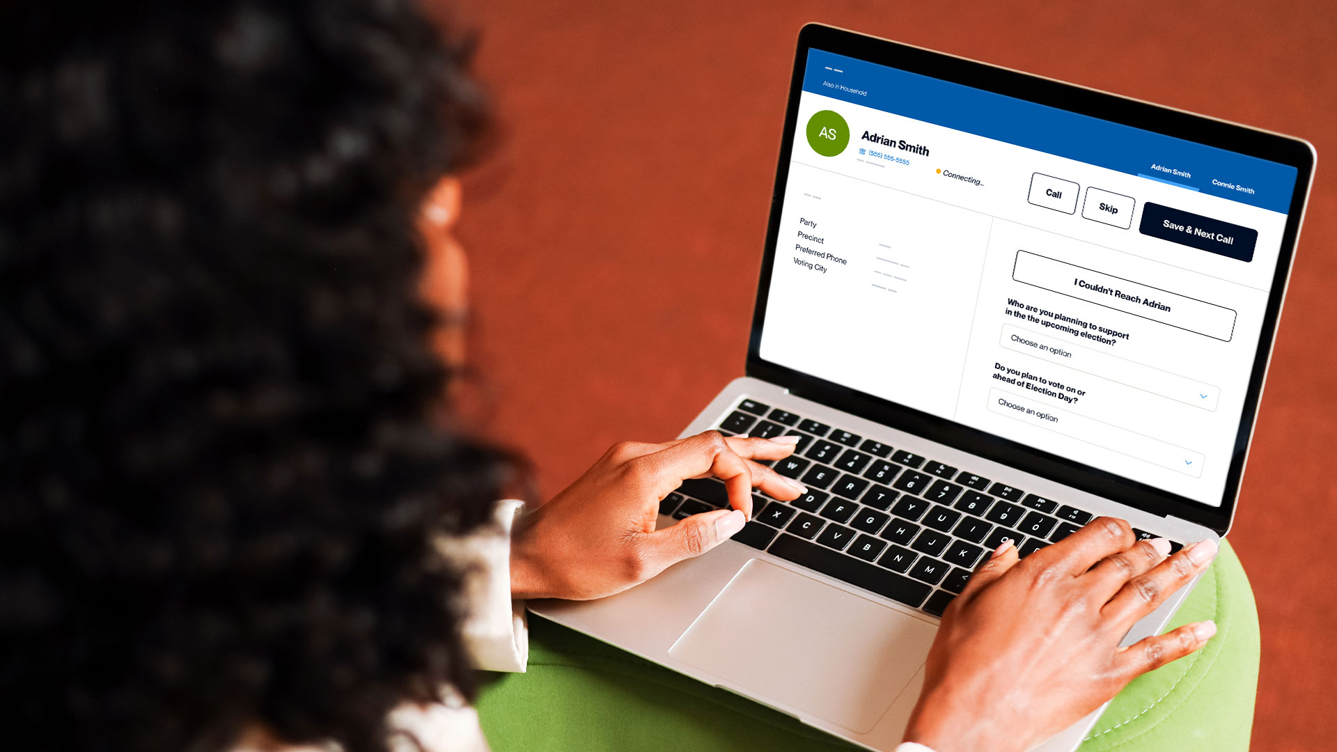 Person looking at the VPB Connect interface on their laptop.