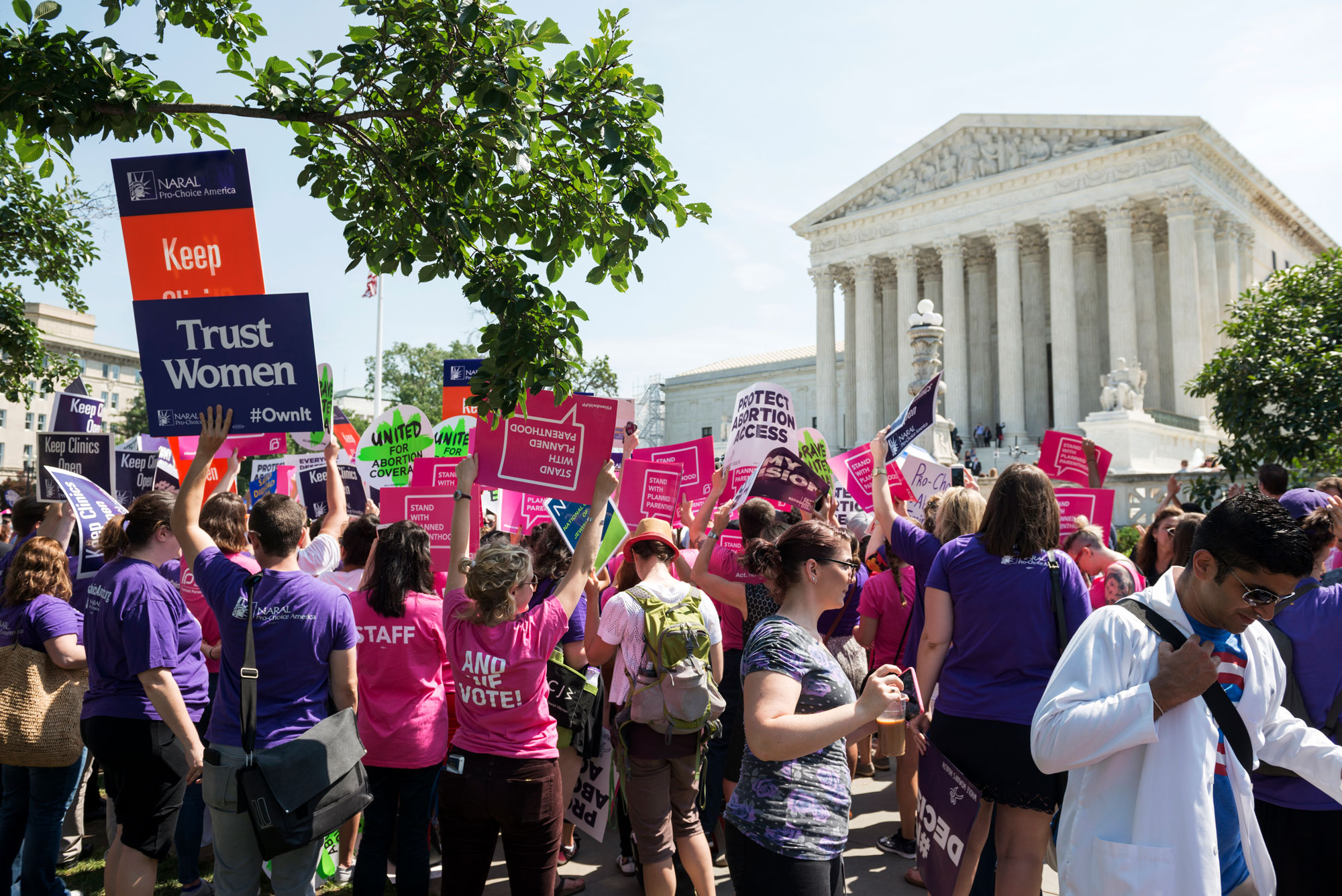 Women's rights advocates protesting at the capitol.